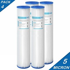 4 Pack 20″x4.5″ Washable Pleated Sediment Water Filter for Big Blue Whole House
