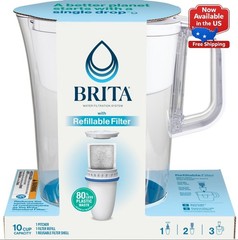 Brita Refillable Water Filtration System, 10 Cup Filtered Pitcher, BPA Free, 1 R