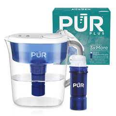 plus 7 Cup Water Pitcher with Lead Reducing Filter, White, W 9.6″ X H 10.1″ X L
