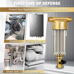 60μm Reusable Whole House Spin Down Water Filter to Remove Sediment Sand 3/4″ US