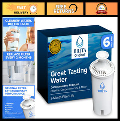 Water Filter Pitcher Replacement, Reduces Copper, Cadmium, Mercury, 6 Filters, 4