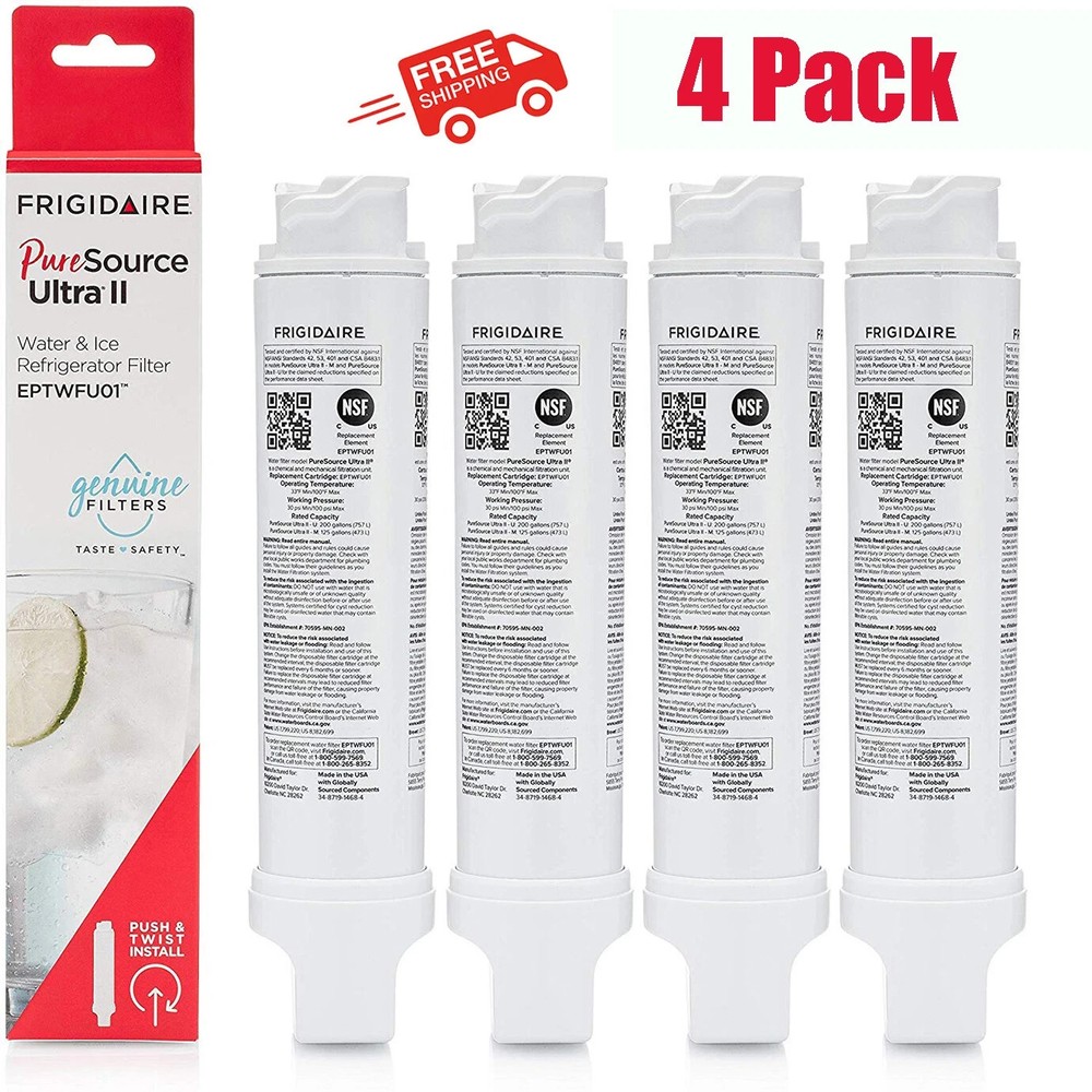 NEW 4 PACK Frigidaire EPTWFU01 Pure Source Ultra II Refrigerator Water Filter