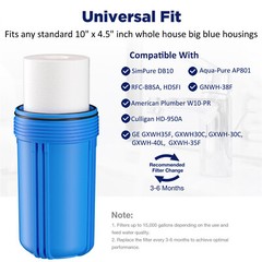 4Pack 10 Inch Big Blue Whole House Water Filter Housing For Well City Filtration