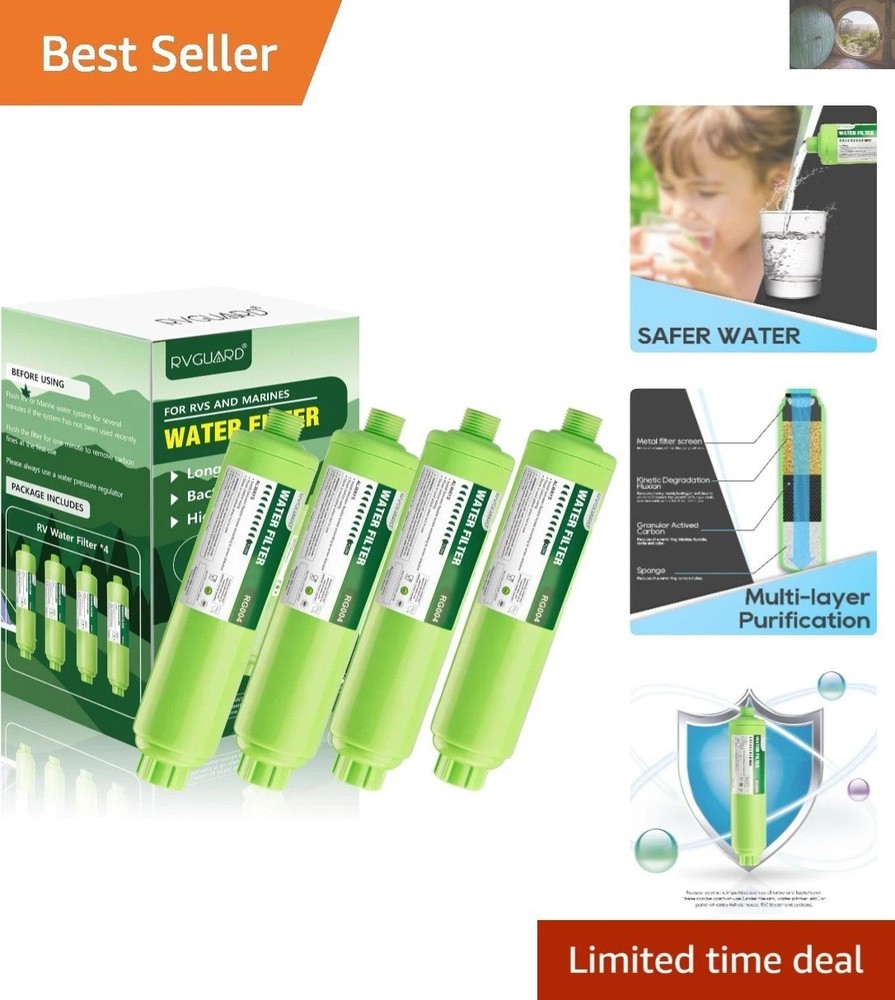 Inline RV Water Filter 4 Pack – Removes Odors, Bad Taste & Chlorine