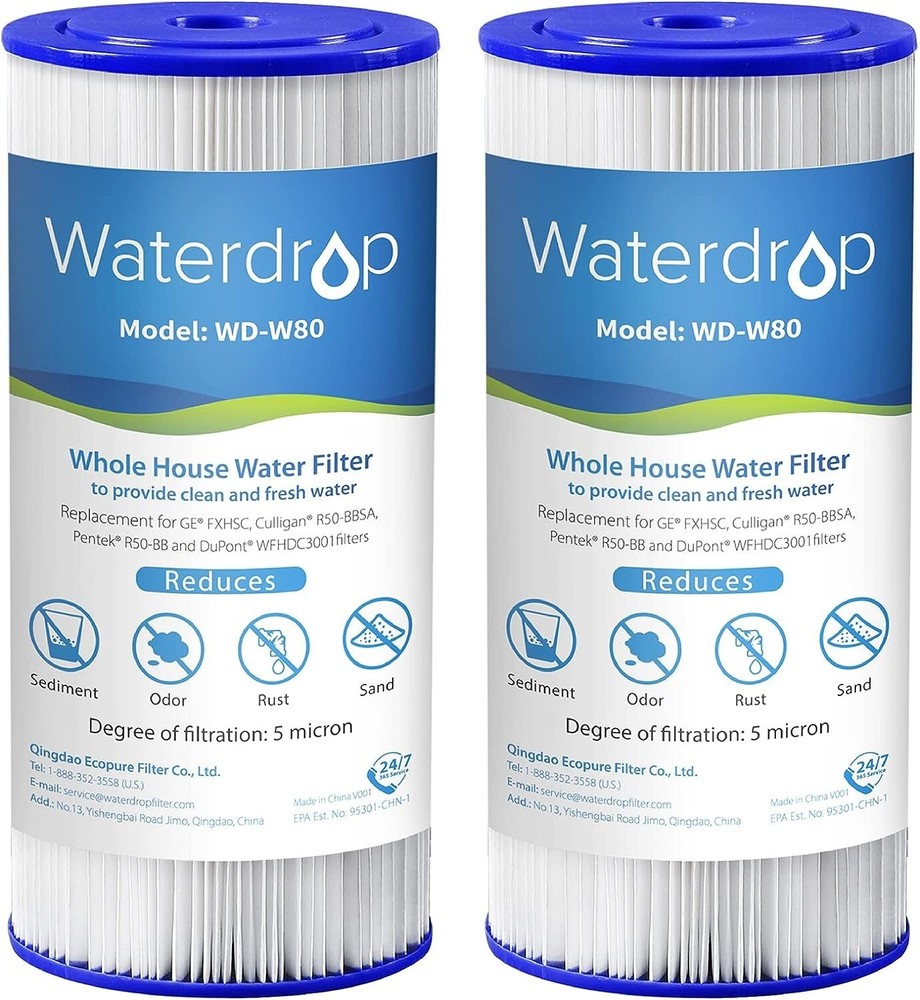 Waterdrop FXHSC Whole House Water Filter, Replacement for GE®FXHSC, GXWH40L,(2)