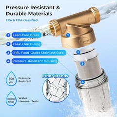 WSP-50 Whole House Spin Down Sediment Water Filter, 50 Micron, Brass, 1″ MNPT
