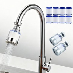 2PCS Filtro Grifo Agua 360grados Cocina Bano Elimina Cloro Fluor Metales Pesados