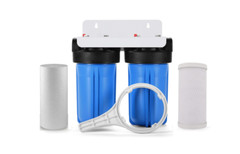 Dual 10″ Big Blue Whole House Water Filter System Sediment Carbon Block 4.5″x10″