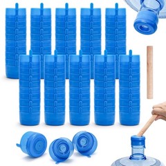 Jucoan 100 Pack Water Bottle Caps, 55mm 3&5 Gallon Non Spill Jug Blue