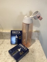 Brita Sport Filtering Water Bottle Pink + 6 New Replacement Filters Lot