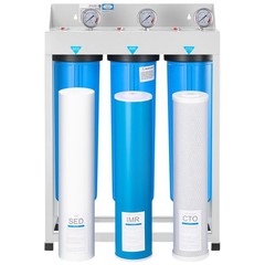 Uimoso 3-Stage Home Water Filtration System 4.5″x20″ Removes Iron & Manganese