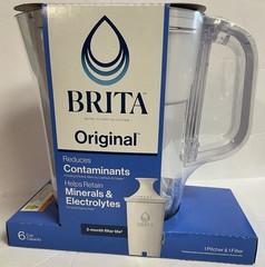 NEW Denali Water Pitcher with Original Filter – White/Clear (6-cup capacity) NEW