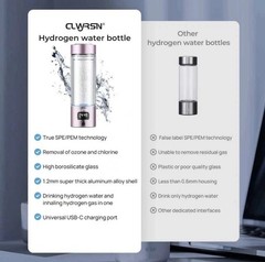 Hydrogen Water Bottle, Portable Glass Hydrogen Water Generator Machine PINK 🩷