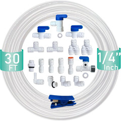 NSF 1/4″Push to Connect RO Fittings Kit with Shut-Off Valve& 30FT Tubing, 18 Pcs