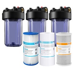 3-Stage 10 Inch Clear Big Blue Whole House Water Filter Housing System 10″ x4.5″