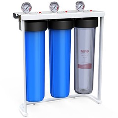 20″x4.5″ Big Blue Whole House Water Filter System with 3 Set Filter Cartridge