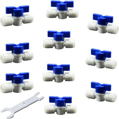 10-Pack 1/4″ Tube Ball Valve – POM Push-To-Connect Quick Fittings for RO Water S
