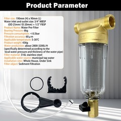 60μm Reusable Whole House Spin Down Water Filter to Remove Sediment Sand 3/4″ US
