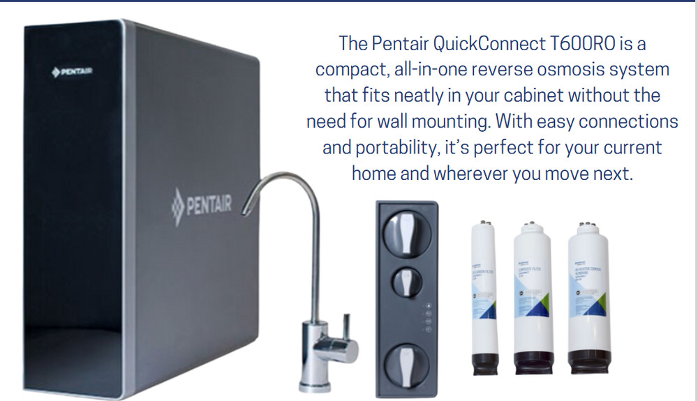 Everpure Pentair tankless reverse osmosis system T600RO with LED faucet fittings