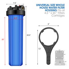20 Inch Whole House Water Filter Housing System 20″ x 4.5″ Carbon Block Purifier