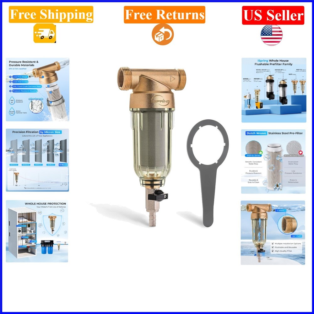 WSP-50 Whole House Spin Down Sediment Water Filter, 50 Micron, Brass, 1″ MNPT