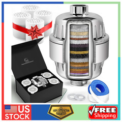 20-Stage Shower Head Filter + 5 Cartridges Removes Chlorine Fluoride Hard Water