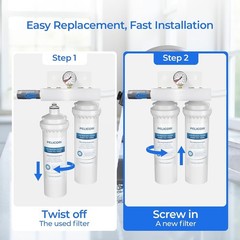 IOMQ Water Filters – Dual Pack with Carbon Fiber, Easy 1/4 Turn Replacement