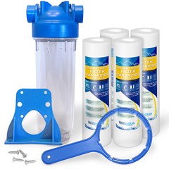 10″ Clear Standard Whole House Water Filter System 4 Sediment 10 Micron Filters