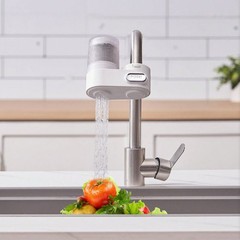 Faucet Mount Water Filter Carbon Fiber 3 Filters Kitchen Sink White