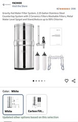 FACHIOO 2.25 Gallon Stainless Steel Gravity-Fed Water Filter System & 2 Filters