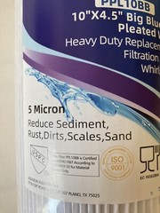 Pureplus PPL10BB Sediment Water Filter Cartridge 5 Micron 10″ x 4.5