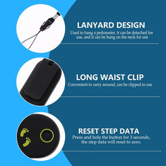3D Pedometer for Walking, Digital Simple Clip on Step Counter with Large Display