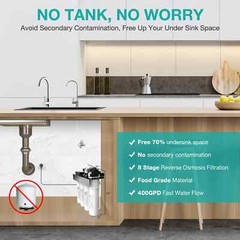 SimPure WP2-400 GPD UV Tankless Reverse Osmosis RO Water Filter System Purifier