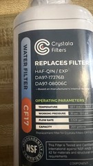 Crystala Water Filter Replacement Filter CF17 Sealed
