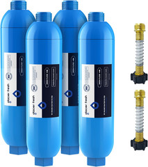 Rv/Marine Water Filter with 2 Flexible Hose Protector, Greatly Reduces Bad Taste