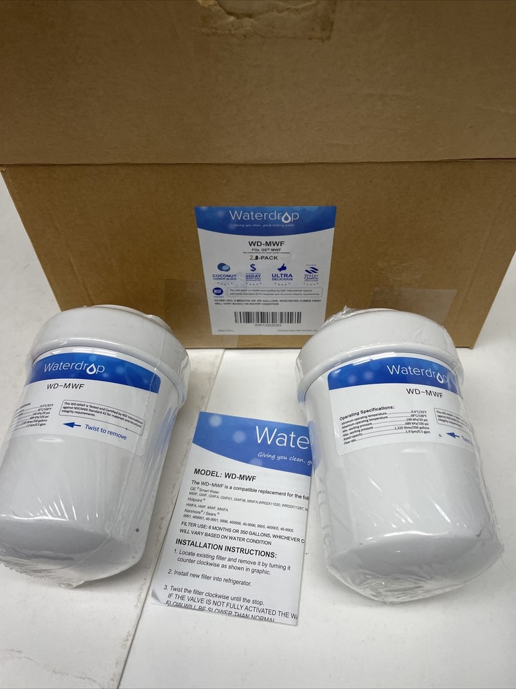 New and Sealed Waterdrop WD-MWF Refrigerator Water Filter – 2 Filters