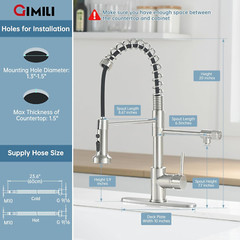 Brushed Nickel Pull-Down Kitchen Faucet for Water Filtration System 3-in-1