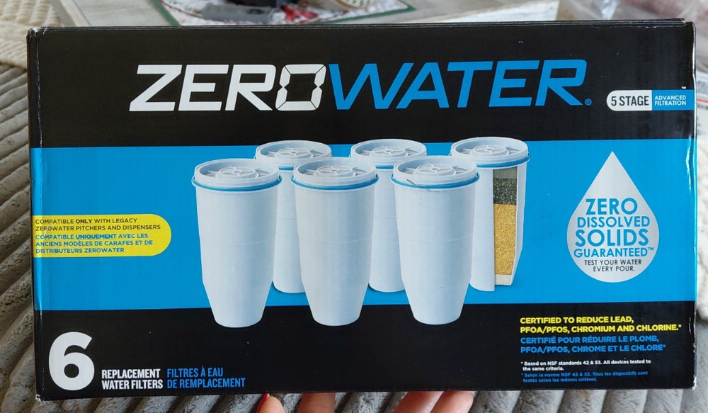 ZeroWater Replacement Water Filters 6-Pack BPA Free 5 Stage Open Box ZR-006-tg
