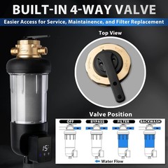 iSpring WSP50ARJBPLS43 Auto Flushing Spin-Down Sediment Water Filter with Bypass