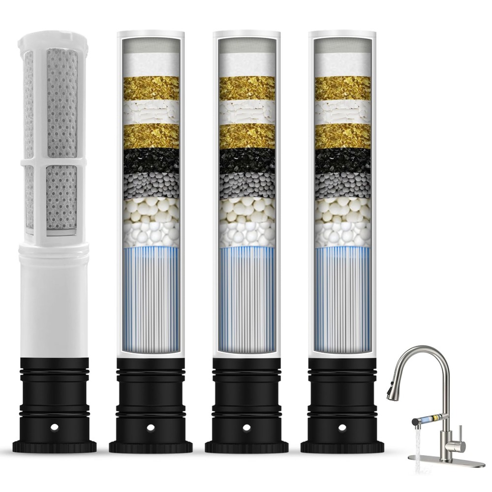 Replacement Filters for Filtered Kitchen Faucet with Pull Down Sprayer, Reduc…