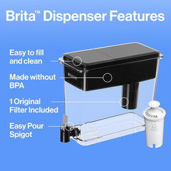 Ultramax Large Water Dispenser with Standard Filter, Bpa-Free, Reduces Copper, C