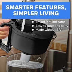 10-Cup Water Filter Pitcher – Reduces Lead, Microplastics & Contaminants, BPA-Fr