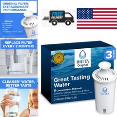 Standard Water Filter 3 Pack BPA Free Reduces Copper Cadmium Mercury Impurities
