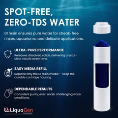 LiquaGen 2.5″x10″ Mixed Bed DI Resin Cartridge – Spot-Free Rinse, Non-Color