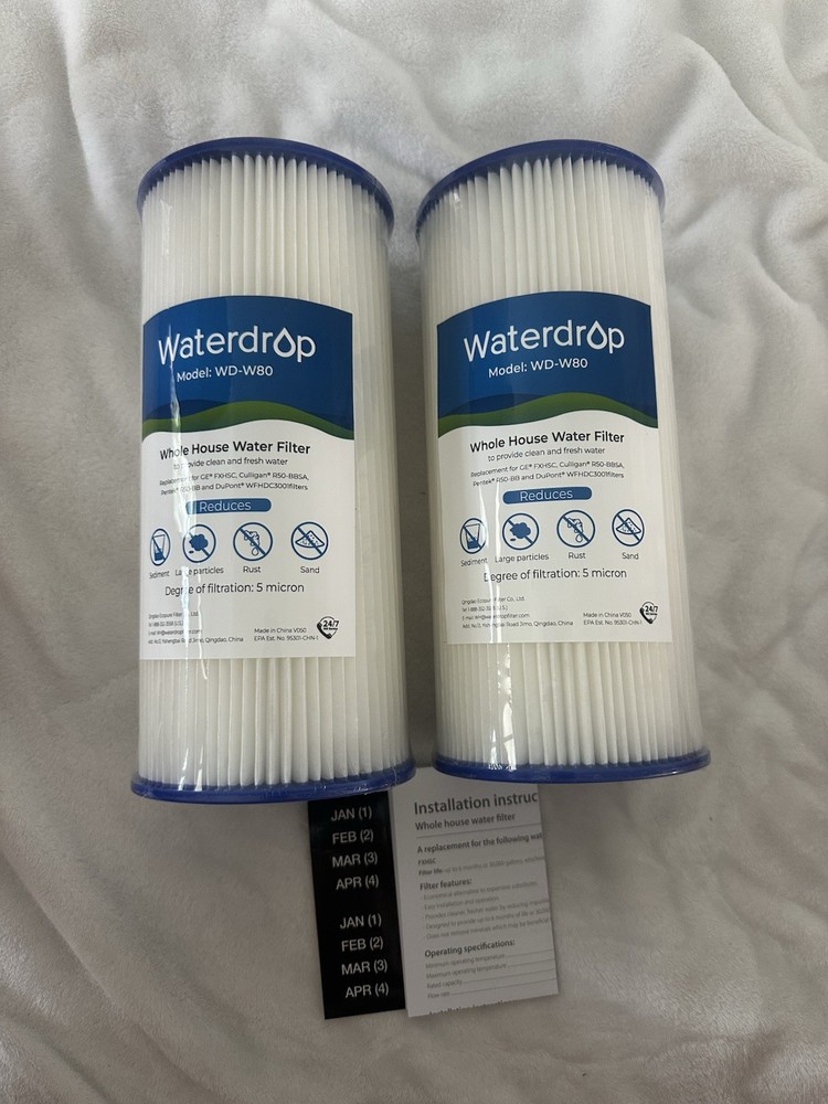 Waterdrop FXHTC Whole House Carbon Water Filter, Replacement for GE® FXHTC, (2)