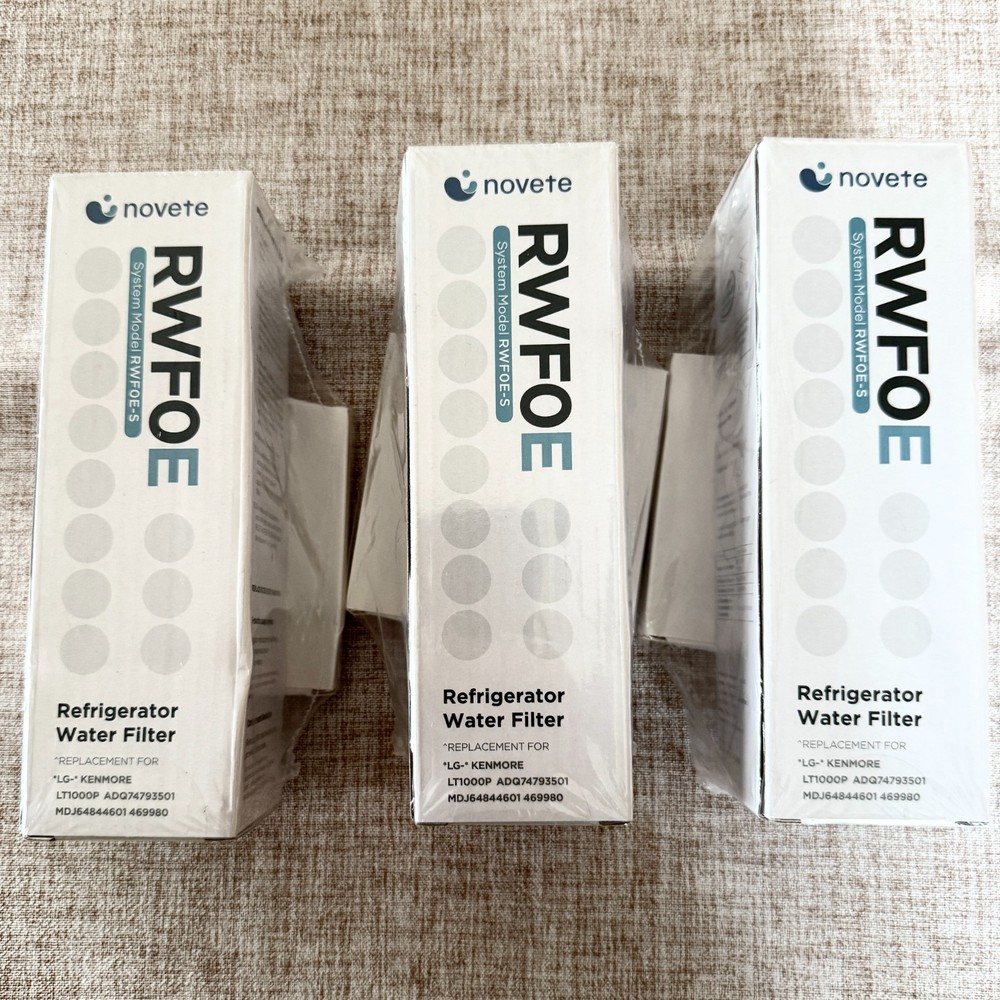 3 pk Novete RWFOE Refrigerator Water Filter Replacement With Filters LG Kenmore