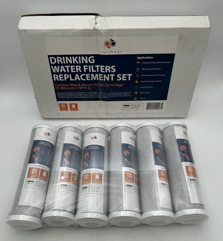 Aquaboon 5 Micron CTO Carbon Block Water Filter 10×2.5 – 6 Pack