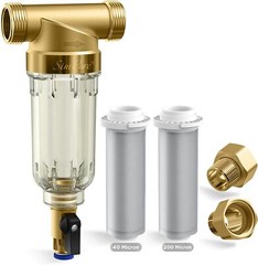 4-Stage 20×4.5″ Big Blue Spin Down Whole House Water Filter System 150,000 gal