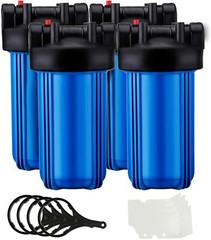 Geekpure 10″ Whole House Water Filter Housing Fit 4.5″ x 10″ Filters-Pack 4-Blue