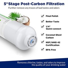 6 Stage Reverse Osmosis System pH Alkaline Water Filter Set with 75G RO Membrane
